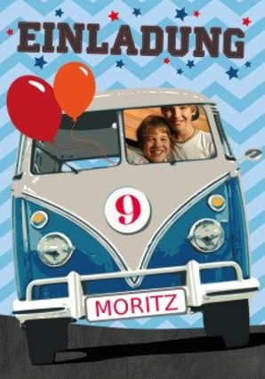 Einladung zum Kindergeburtstag mit Bulli, Cars und Co.