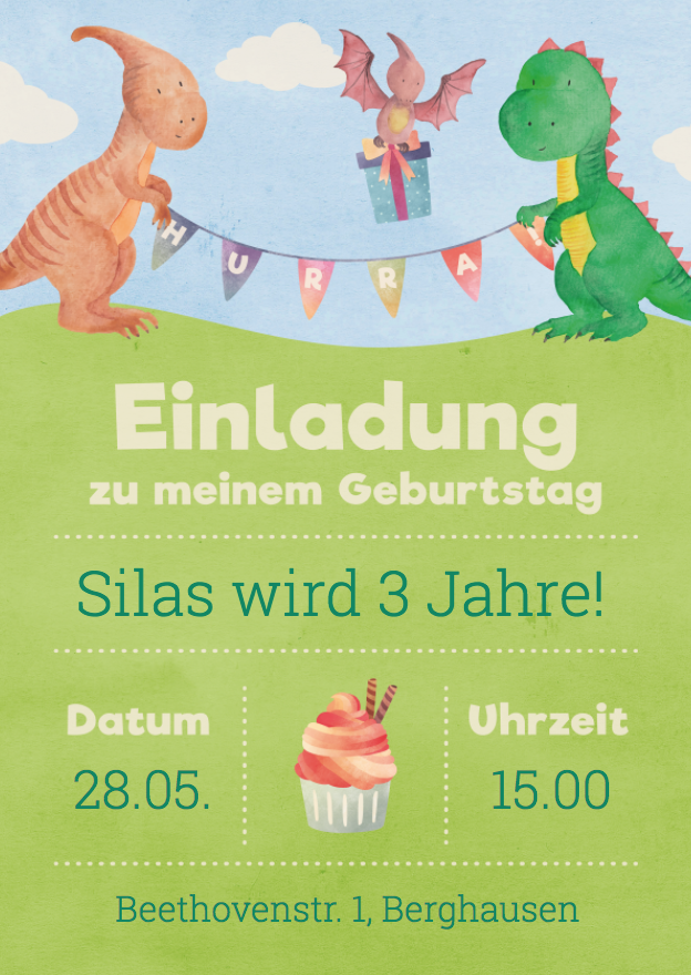 einladung zum dino-geburtstag