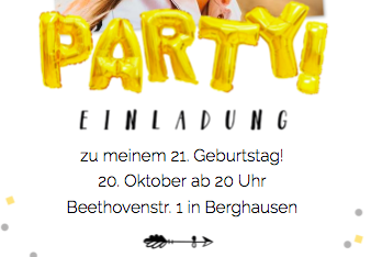 Einladung 21. Geburtstag