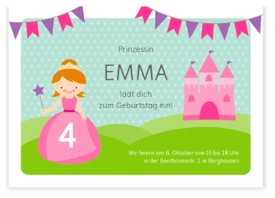 Einladung zum Prinzessinnengeburtstag