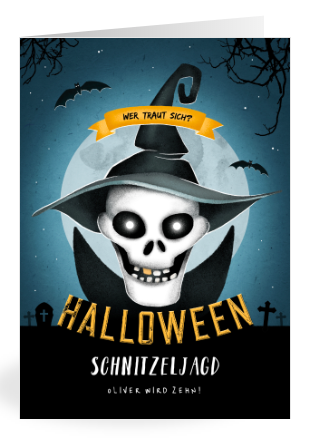 Zur Halloween Party mit einer Einladung