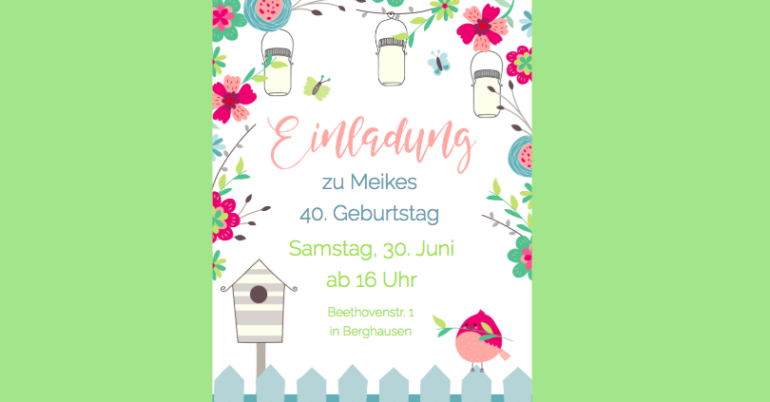 Einladung Gartenparty oder zum Gartenfest